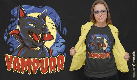 Diseño de camiseta animal vampiro gato negro