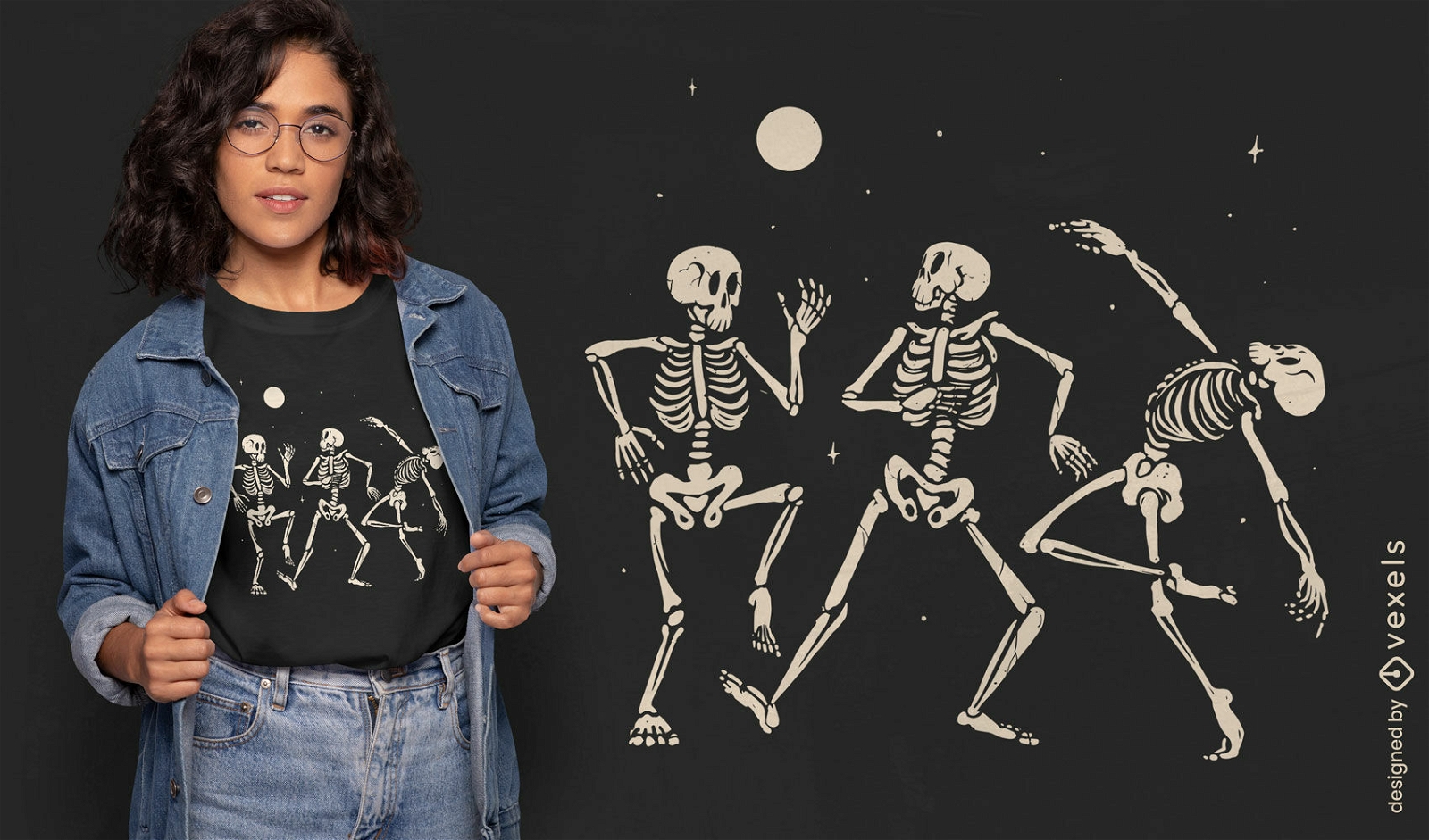 Esqueletos bailando diseño de camiseta de halloween