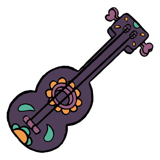 Colorful guitar alluding to the Day of the Dead PNG Design