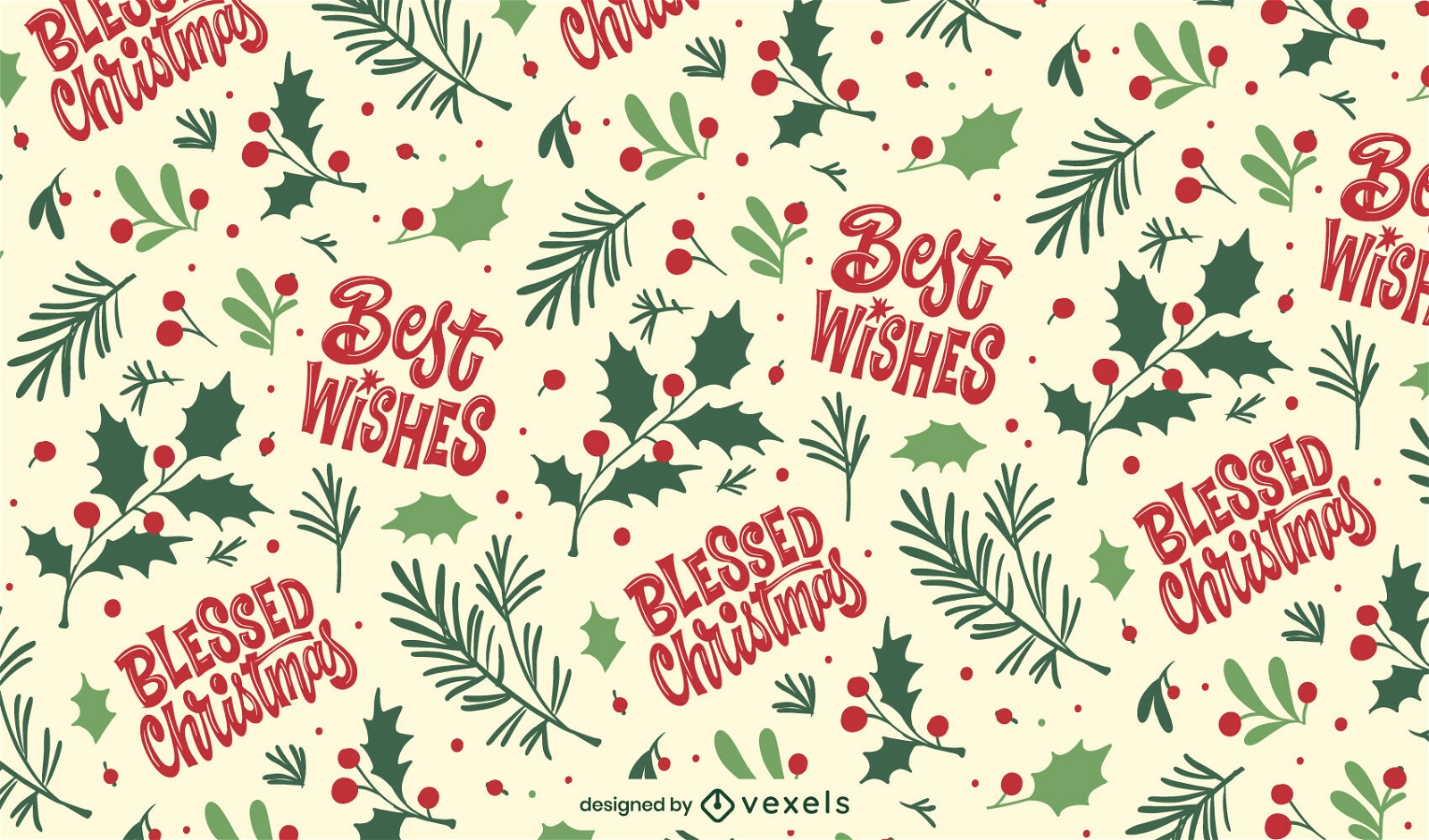 Christmas mistletoe and quotes pattern design
