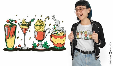 T-Shirt-Design für tropische Getränke und Cocktails