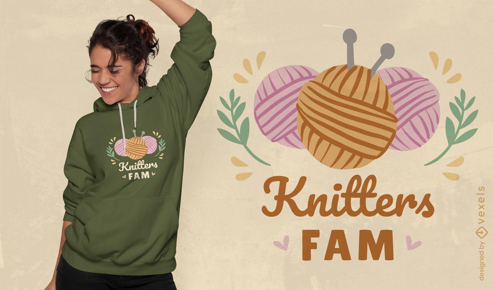 Design de camiseta da família Knitters