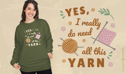 Need yarn knitting quote t-shirt design