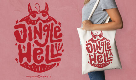 Diseño divertido de la bolsa de asas de navidad jingle hell