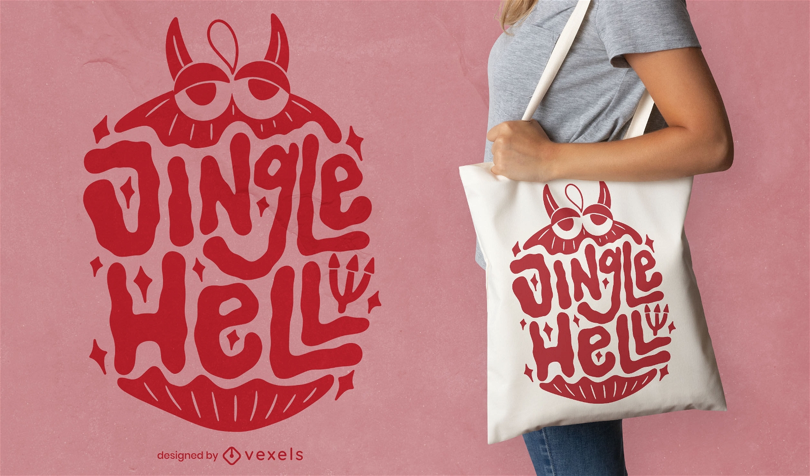 Funny jingle hell christmas tote bag design