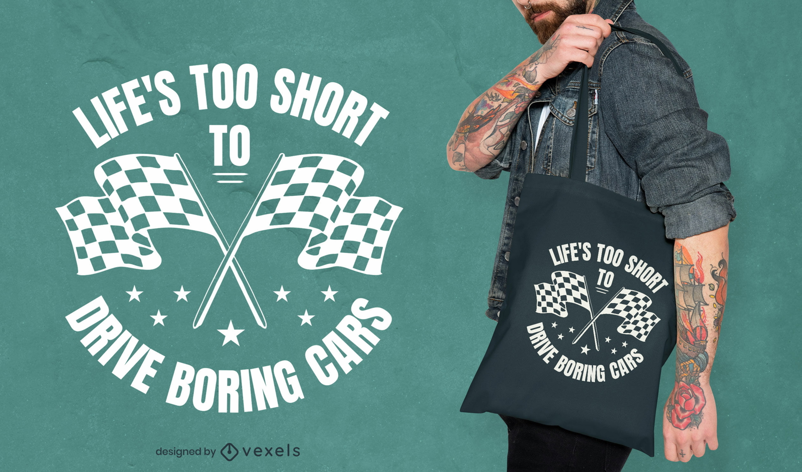 Race flags cars tote bag design