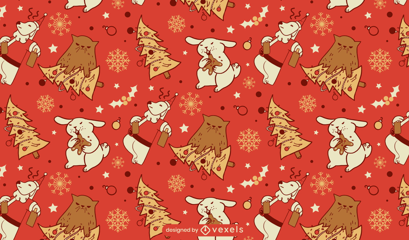Diseño de patrón divertido de animales de vacaciones de Navidad