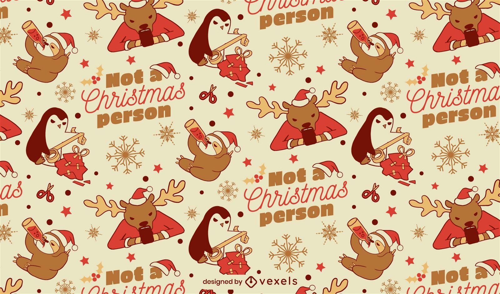 Christmas holidays animals funny pattern design