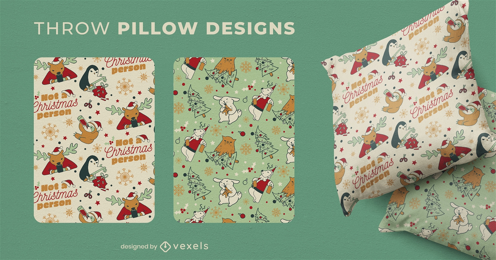 Anti christmas funny holiday throw pillow design