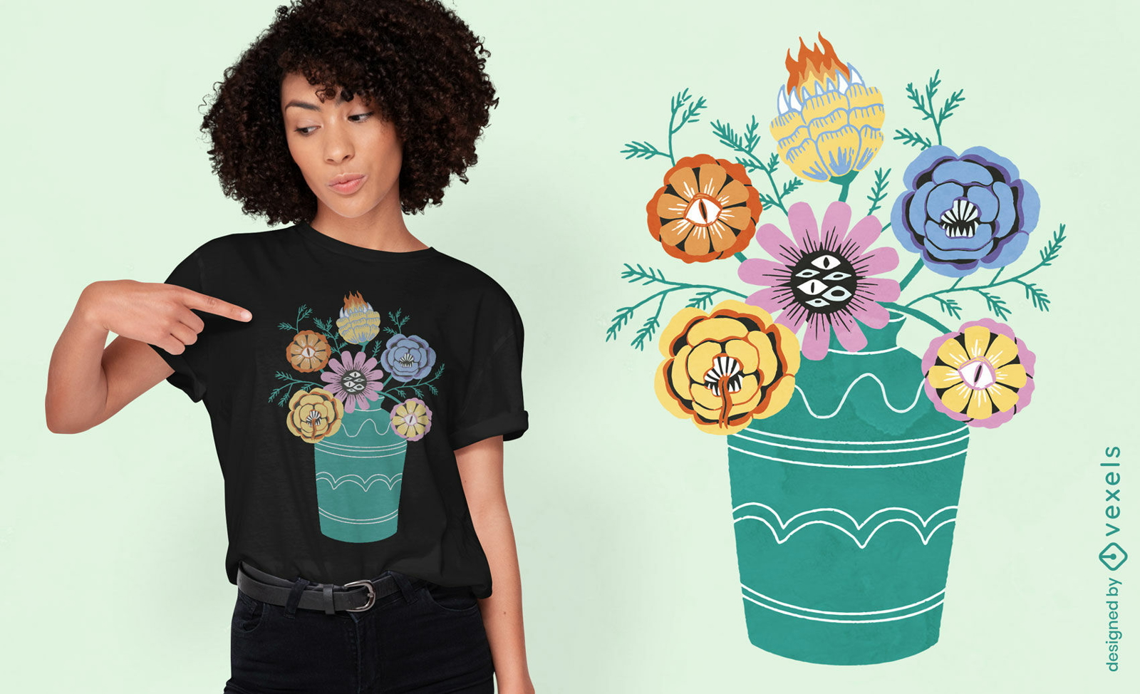 Monster flowers t-shirt design