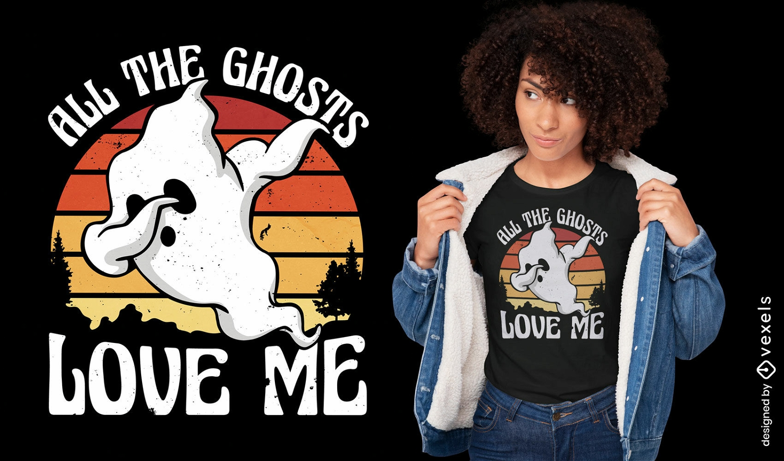 Todos los fantasmas me aman diseño de camiseta.