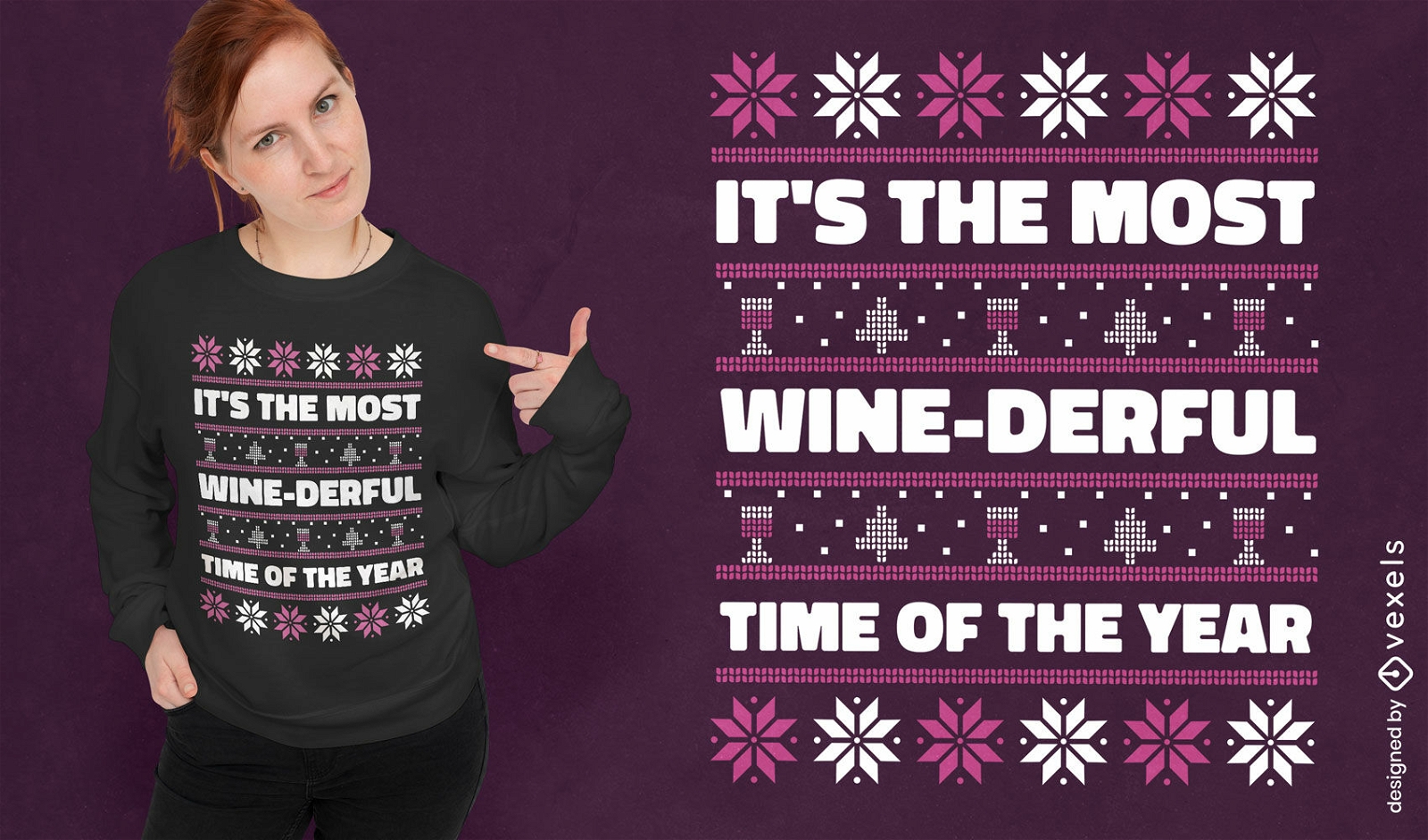 Ugly sweater wine t-shirt design