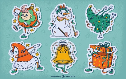 Cartoon Christmas characters set