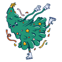 Christmas tree retro cartoon PNG Design