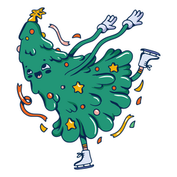 Retro- Cartoon des Weihnachtsbaums PNG-Design