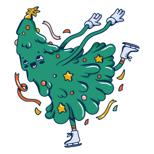 Christmas tree retro cartoon PNG Design