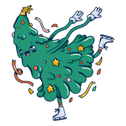Retro- Cartoon des Weihnachtsbaums PNG-Design