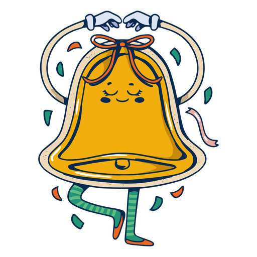Dibujos animados retro de campana de Navidad Diseño PNG