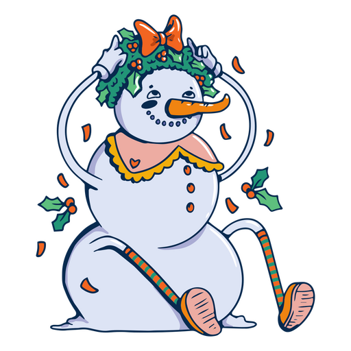 Snowman retro cartoon PNG Design