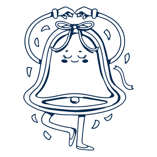 Christmas bell stroke character PNG Design