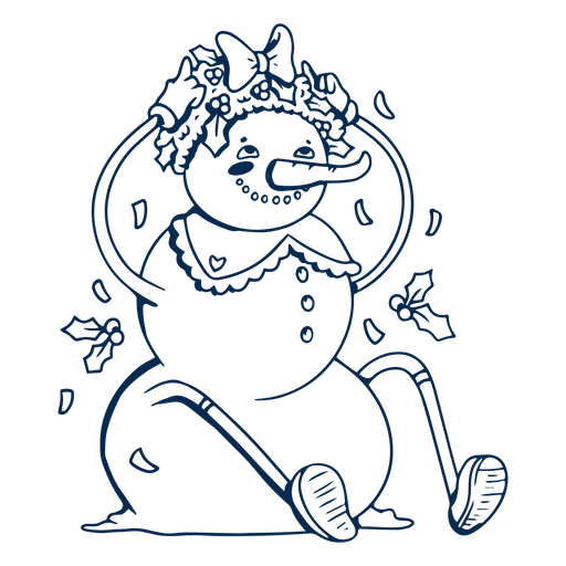 Snowman stroke character PNG Design