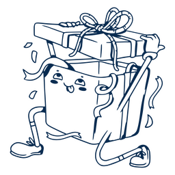 Personaje de trazo de regalo de navidad Diseño PNG