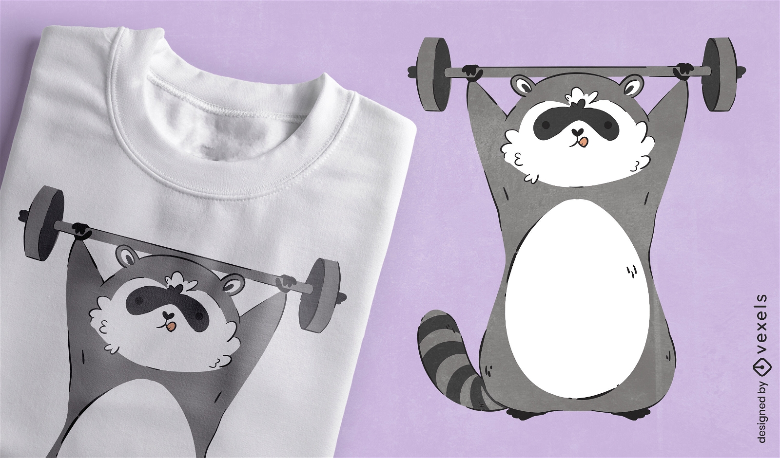 Raccoon working out t-shirt design