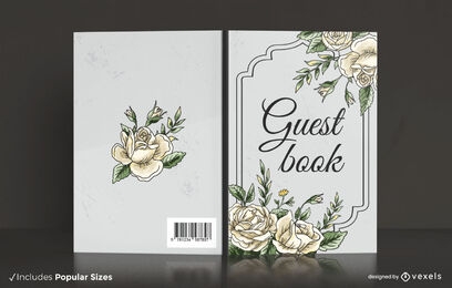 Flower wedding guest book cover design