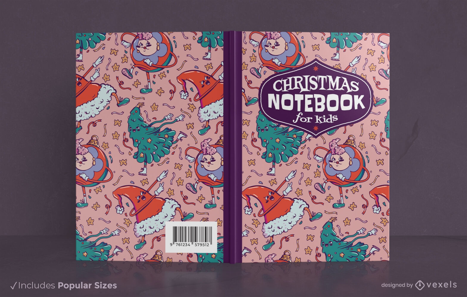 Dise?o de portada de libro de cuaderno de Navidad para ni?os.