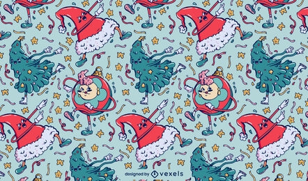 Cool Christmas characters pattern design