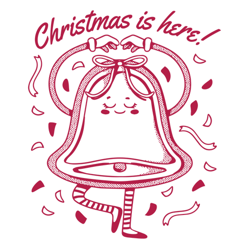 Cute bell announcing Christmas PNG Design
