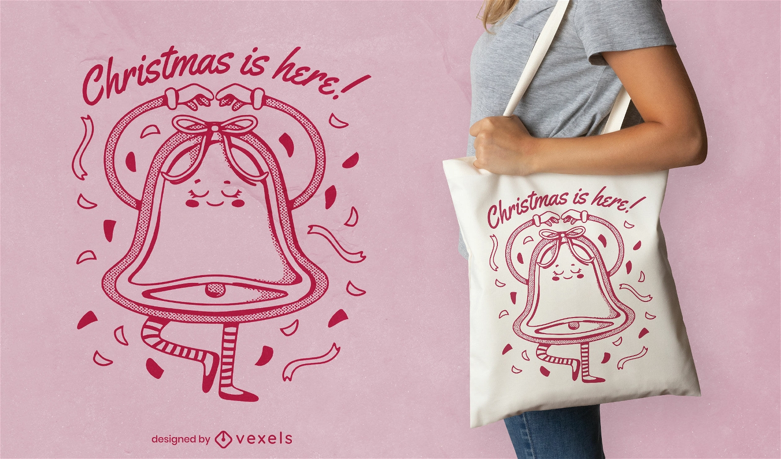 Christmas bell quote tote bag design