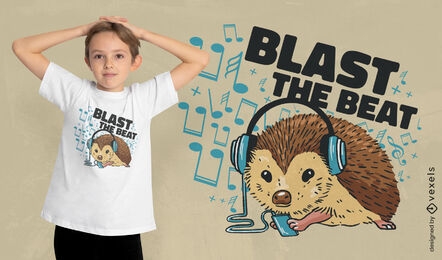 Hedgehog animal with music t-shirt design
