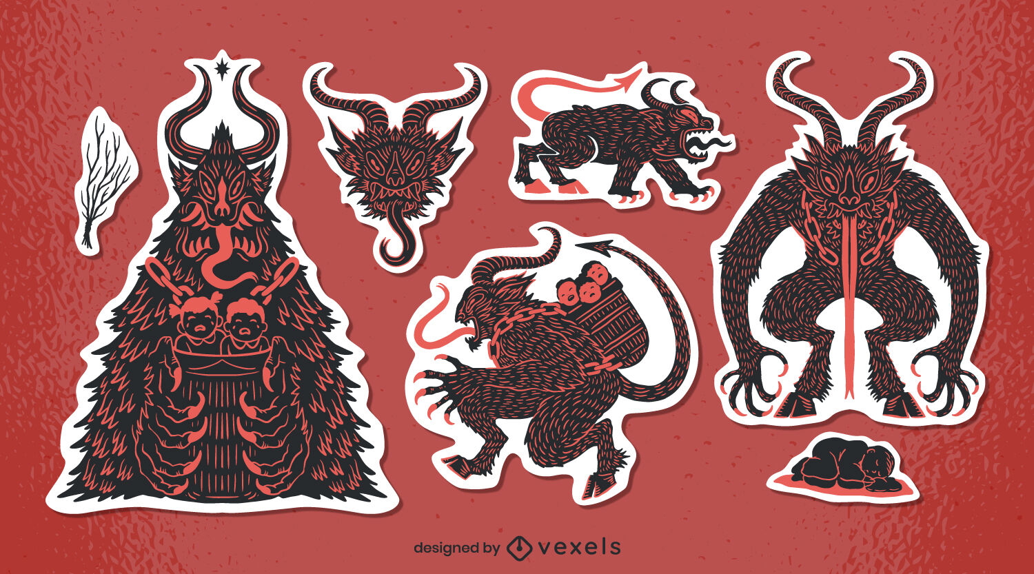 Anti-Weihnachts-Krampus-Sticker-Set