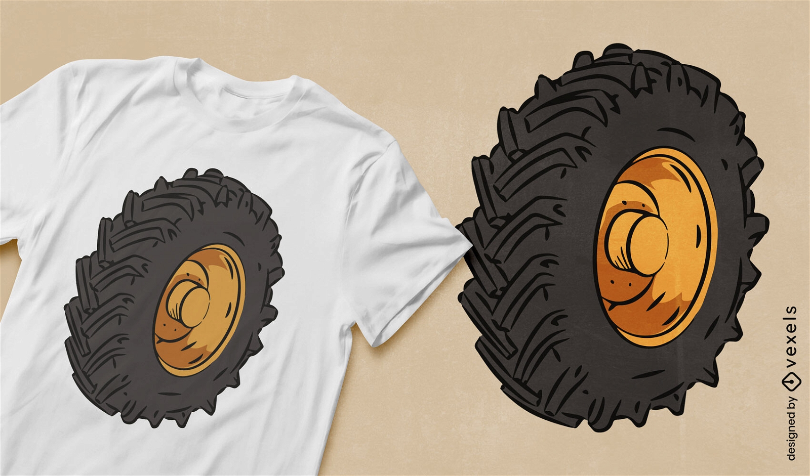 Design de camiseta de pneu de transporte de trator grande
