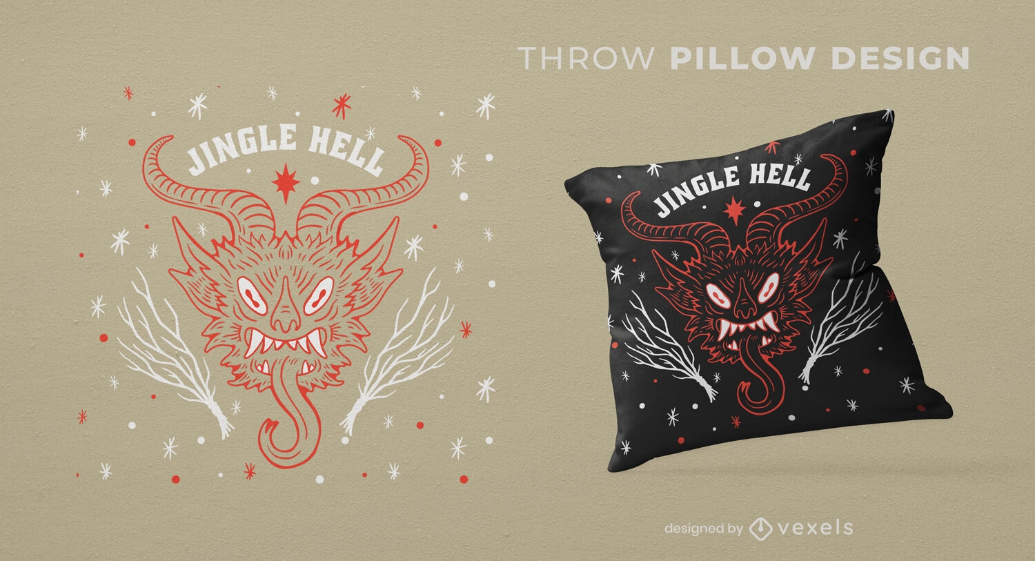 Christmas monster throw pillow design