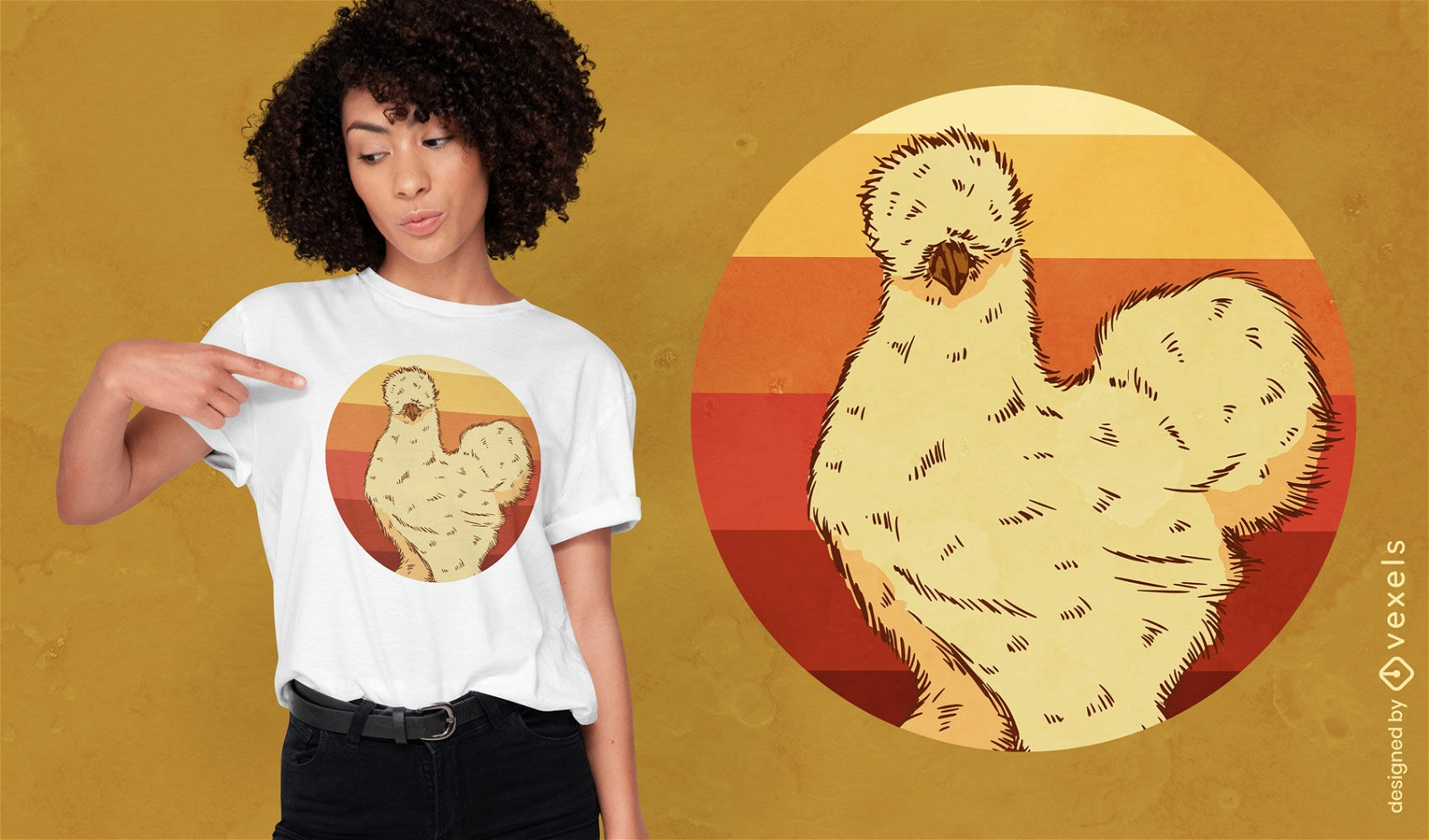 Fluffy chicken farm animal t-shirt design