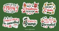 Anti Christmas Quotes Stickers Set Vector Download