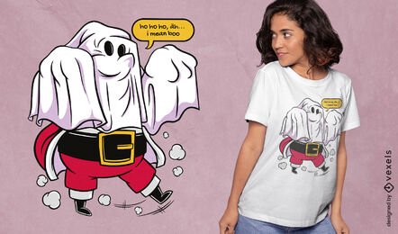 Diseño de camiseta divertida de santa claus fantasma