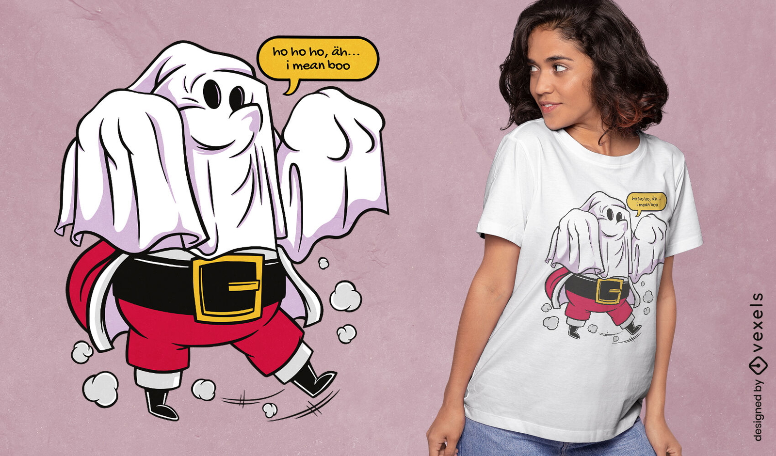 Diseño de camiseta divertida de santa claus fantasma