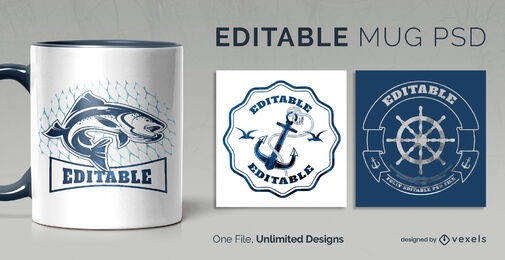Nautical elements mug template scalable