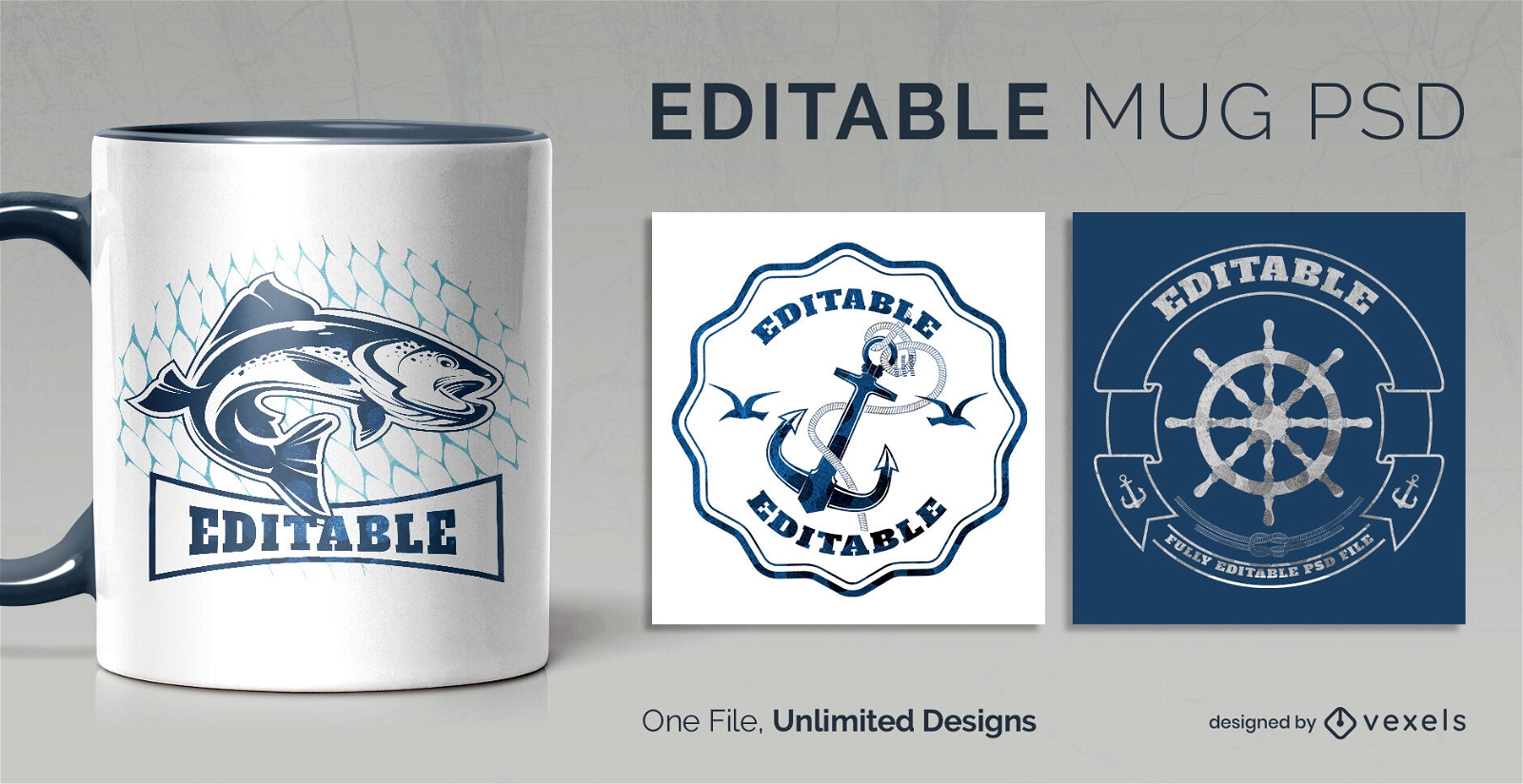 Nautical elements mug template scalable