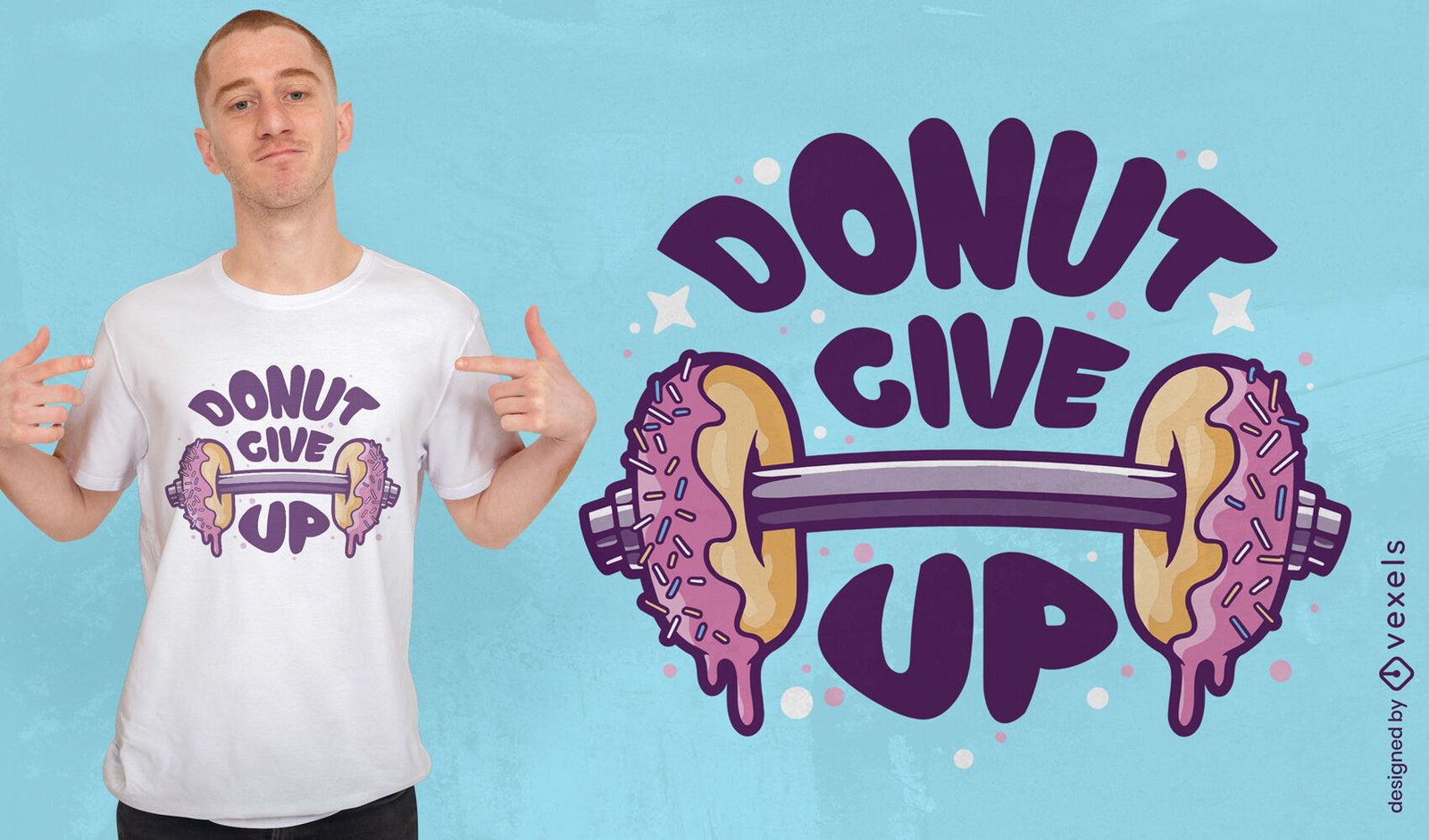 Diseño de camiseta de levantamiento de pesas de comida dulce donut