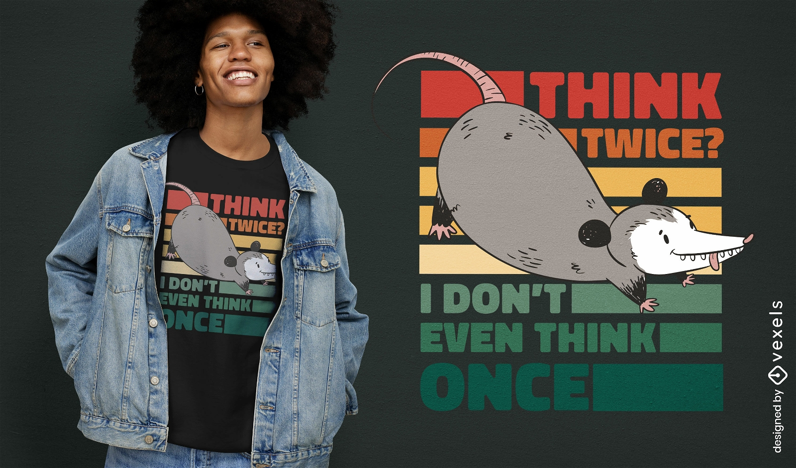 Dummer Opossum-Cartoon-Tier-T-Shirt-Entwurf