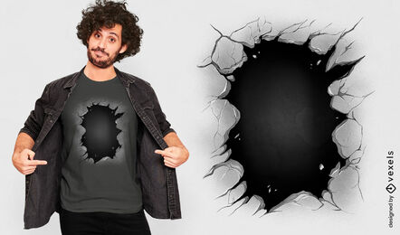 Design de camiseta de buraco de parede