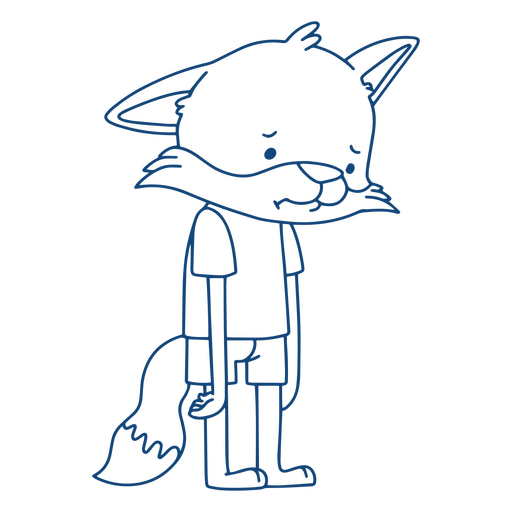 Cute fox with a tired expression PNG Design