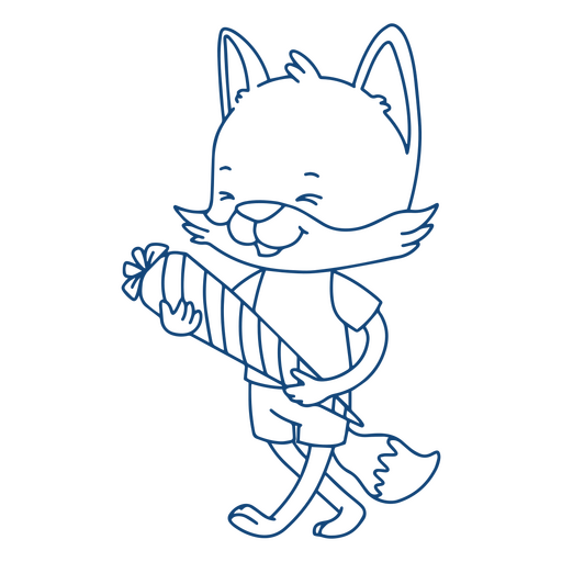 Cute fox with a big carrot PNG Design