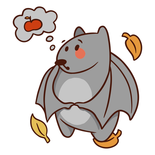 Cute bat color stroke thinking PNG Design