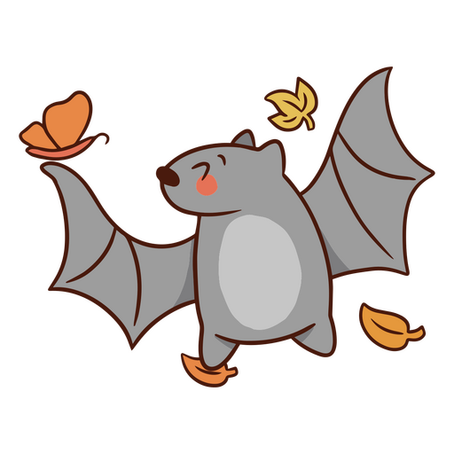 Linda mariposa de trazo de color de murciélago Diseño PNG