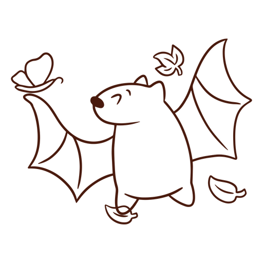 Linda mariposa de trazo de murciélago Diseño PNG